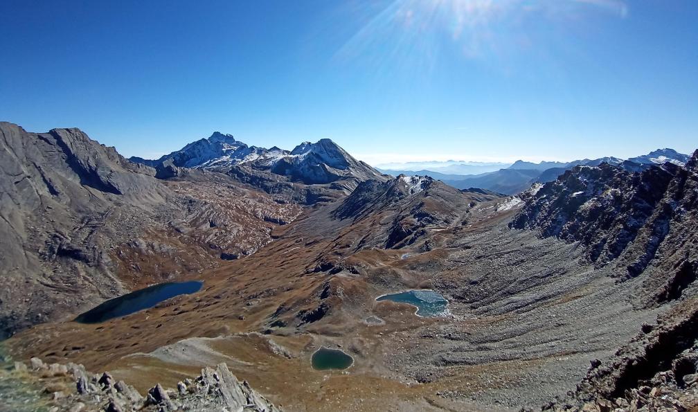Wadbled - Coralie - Lacs Pain de Sucre et Mont Viso vus depuis le Pic Foréant, Queras, Alpes, France - Le tour du Queyras classique en 6 jours - 5