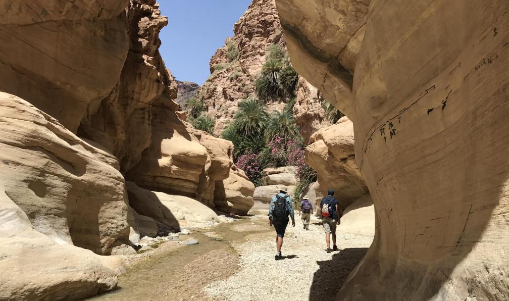 Brean -  Alexandre -  Groupe de marcheur dans un canyon à wadi Numeira;Jordanie - Canyons verdoyants, cité rose et voûte céleste  - 3