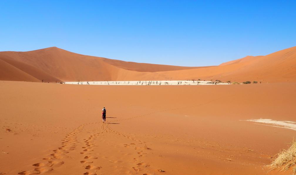 Pixabay 2673031 - Randonneurs dans la plaine de sable rouge du Sossusvlei en Namibie - Grande randonnée en Namibie - 3