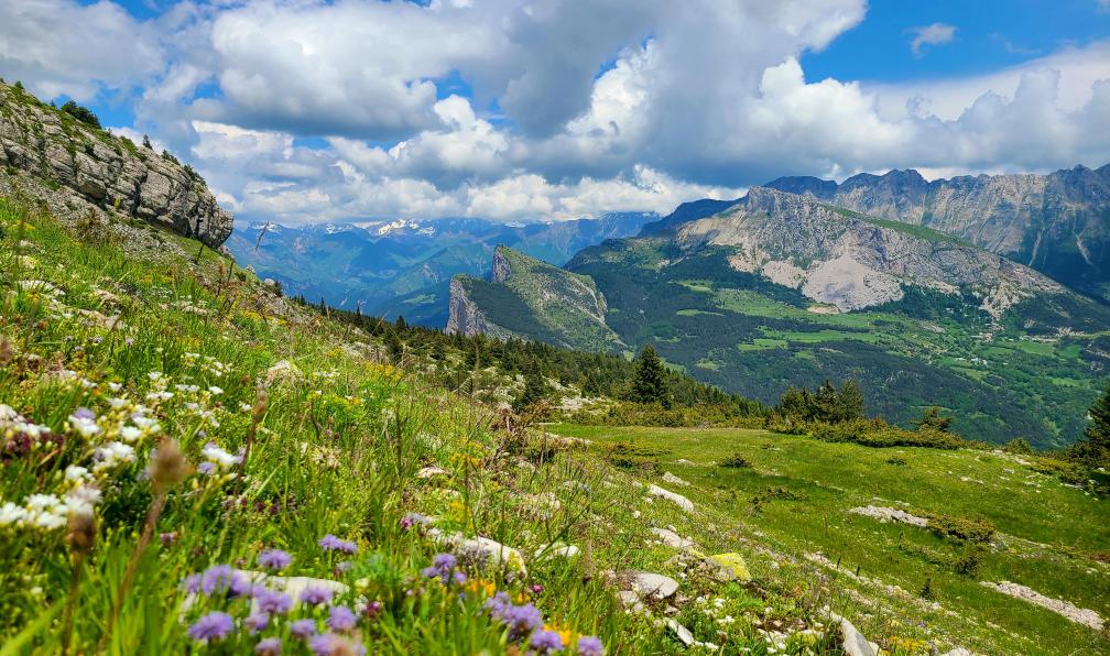Pellequier - Lucie - Paysage, vue sur le Gicon et du Pierroux, Massif du Dévoluy, France - Au coeur du Dévoluy - 1