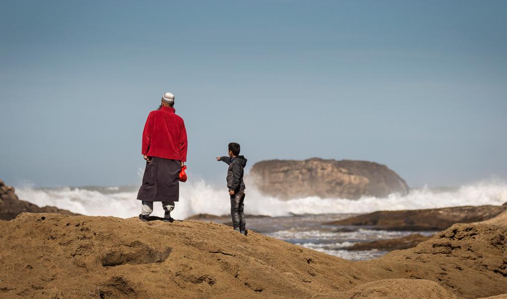danmir12 - Adobe stock - Père et fils sur des rochers près de l'océan observant les vagues, Essaouira, Maroc - Balades océanes et médina fortifiée - 5