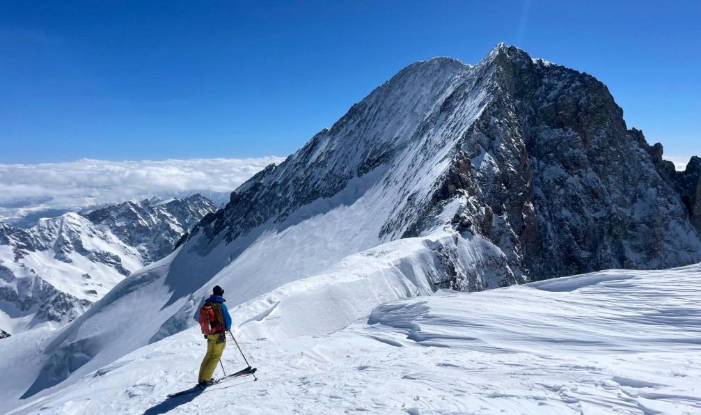 Hauer - Florian - Skieurs regardant la Barre des Ecrins, Alpes, France - La haute route des Ecrins à ski - 2