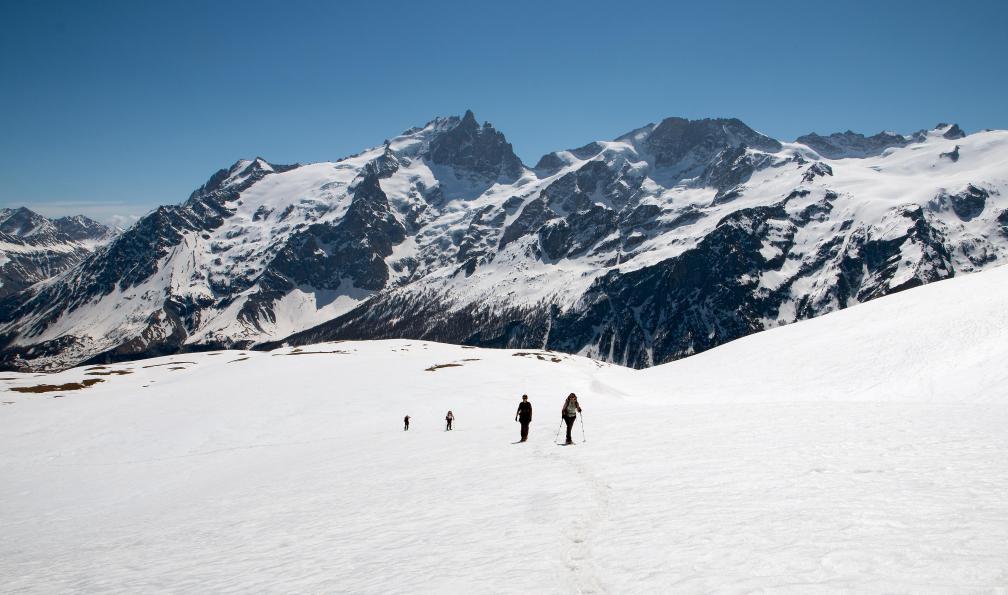 Deborde - Jean-Michel - Adobe stock - Randonnée raquettes face à la La Meije depuis le Plateau d'Emparis , Massif des Ecrins, Alpes, France - Cols et sommets des Écrins à raquettes - 9