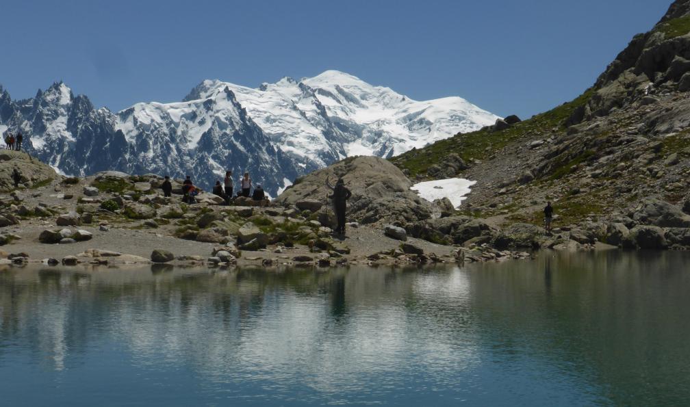 Montambaux -  Anne-Marie -  Mont Blanc depuis le lac de Chéserys dans les aiguilles Rouges, TMB, Alpes France. - Stage Trail à Chamonix - 2