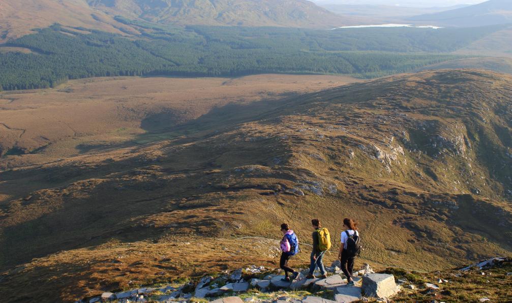 Cavallo - Andrea - Randonneurs dans la descente de Diamond Hill, Connemara, Irlande - Plages et montagnes du Connemara - 7