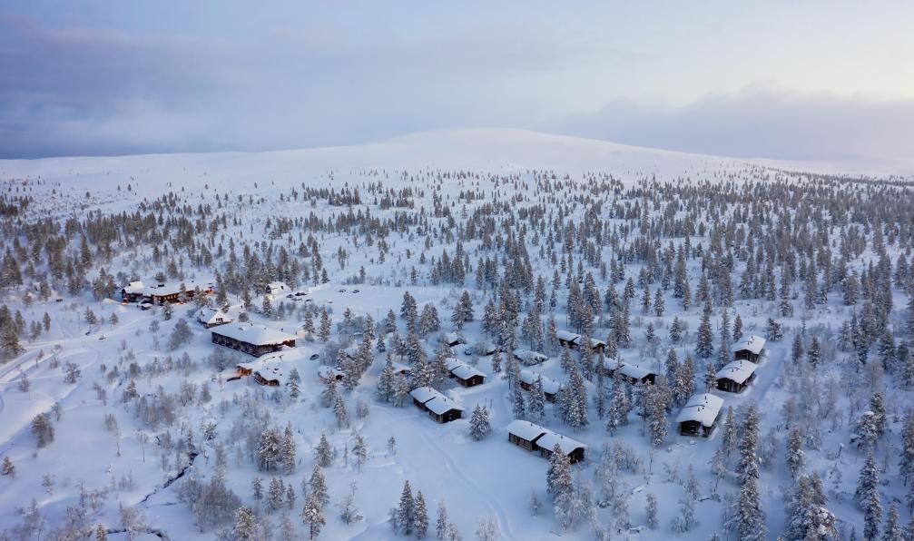 Suomen Latu Kiilopaa - kiilopaa sous la neige vue du ciel, Finlande - Ski de fond et nature au pays des Tunturis - 1
