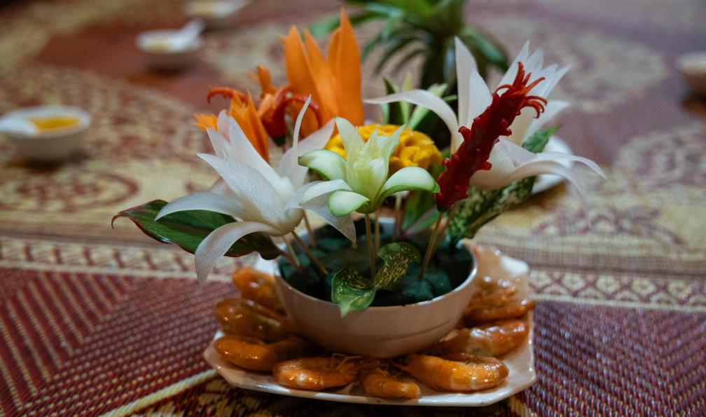Crétois - Chloé - Repas Vietnamien, crevettes et légumes - Le nord Vietnam à vélo  - 8