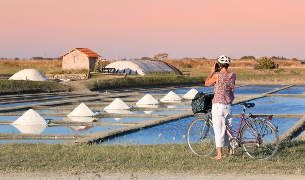 RYO - Thierry - stock.adobe.com - Femme à vélo devant les marais salant en Bretagne, France - La Vélodyssée à la carte - 12