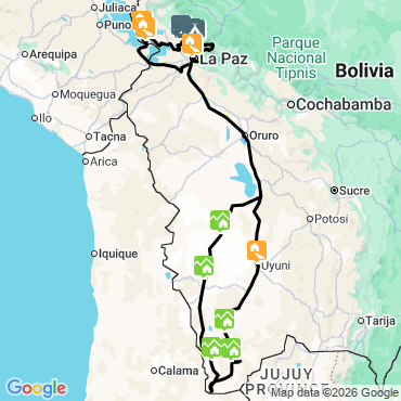 Itinéraire De la cordillère Royale au Sud-Lípez