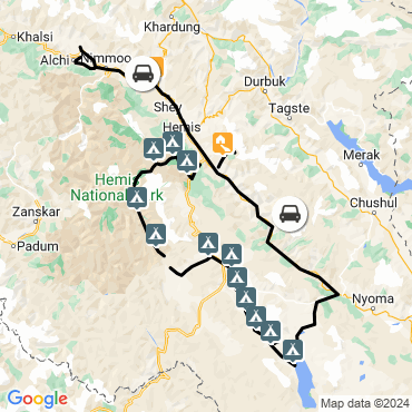 Itinéraire Grand trek ladakhi, de l'Indus au Tso Moriri