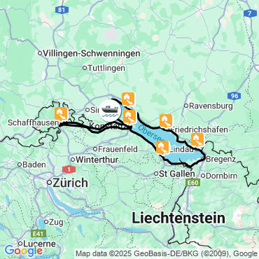 Itinéraire Lac de Constance et chutes du Rhin à vélo