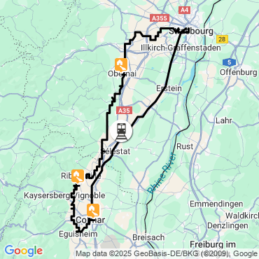 Itinéraire La route des vins d'Alsace à vélo