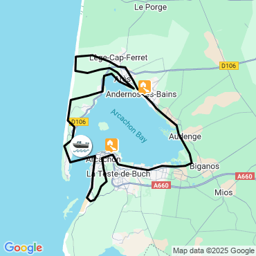 Itinéraire Le tour du bassin d'Arcachon à vélo