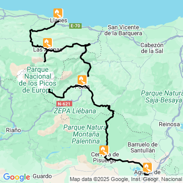 Itinéraire Des Picos de Europa à la mer à vélo