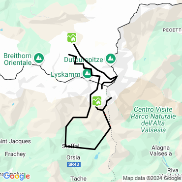 Itinéraire Les cimes du Mont-Rose à ski