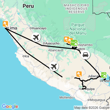 Itinéraire Au pays de l'Inca