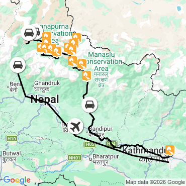 Itinéraire La Haute Route des Annapurnas