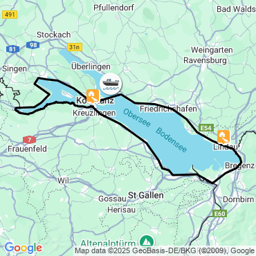 Itinéraire Le tour du lac de Constance sportif à vélo