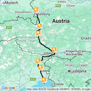 Itinéraire L'Alpe-Adria à vélo, de Salzbourg à Grado