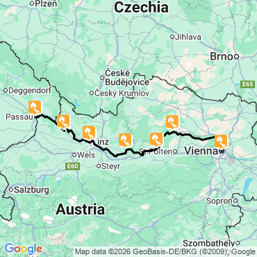 Itinéraire Le long du Danube à vélo, en hôtels de charme