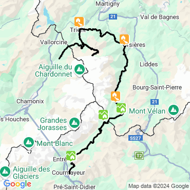 Itinéraire Alpes italiennes tour du mont blanc avec un ane