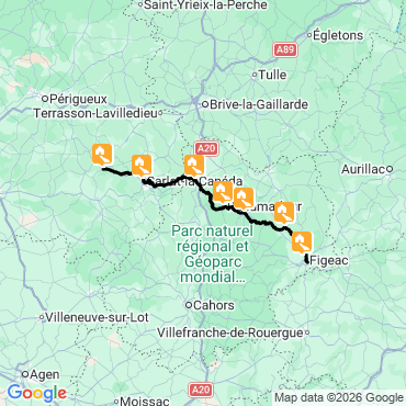 Itinéraire Sur les chemins du Lot au Périgord