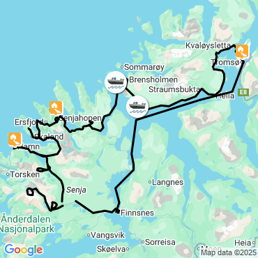 Itinéraire Raquettes et aurores boréales sur l'île de Senja