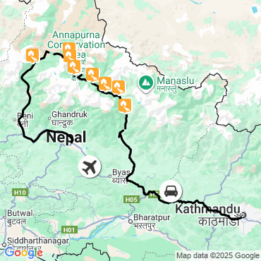 Itinéraire Le tour des Annapurnas sur mesure