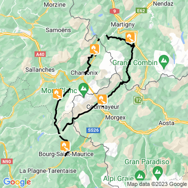 Itinéraire Le tour du Mont-Blanc en hôtel