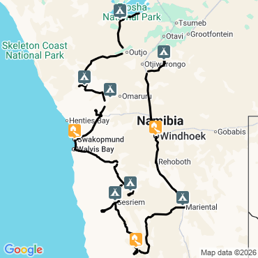 Itinéraire Montagnes et déserts de Namibie