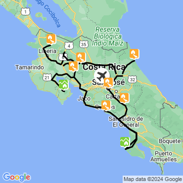 Itinéraire Le grand tour du Costa Rica