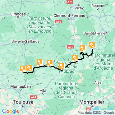 Itinéraire St-Jacques à vélo du Puy-en-Velay à Cahors