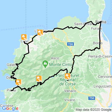 Itinéraire La corse du nord en autotour