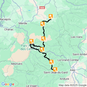 Itinéraire Chemin de Stevenson sud : du Gévaudan aux Cévennes