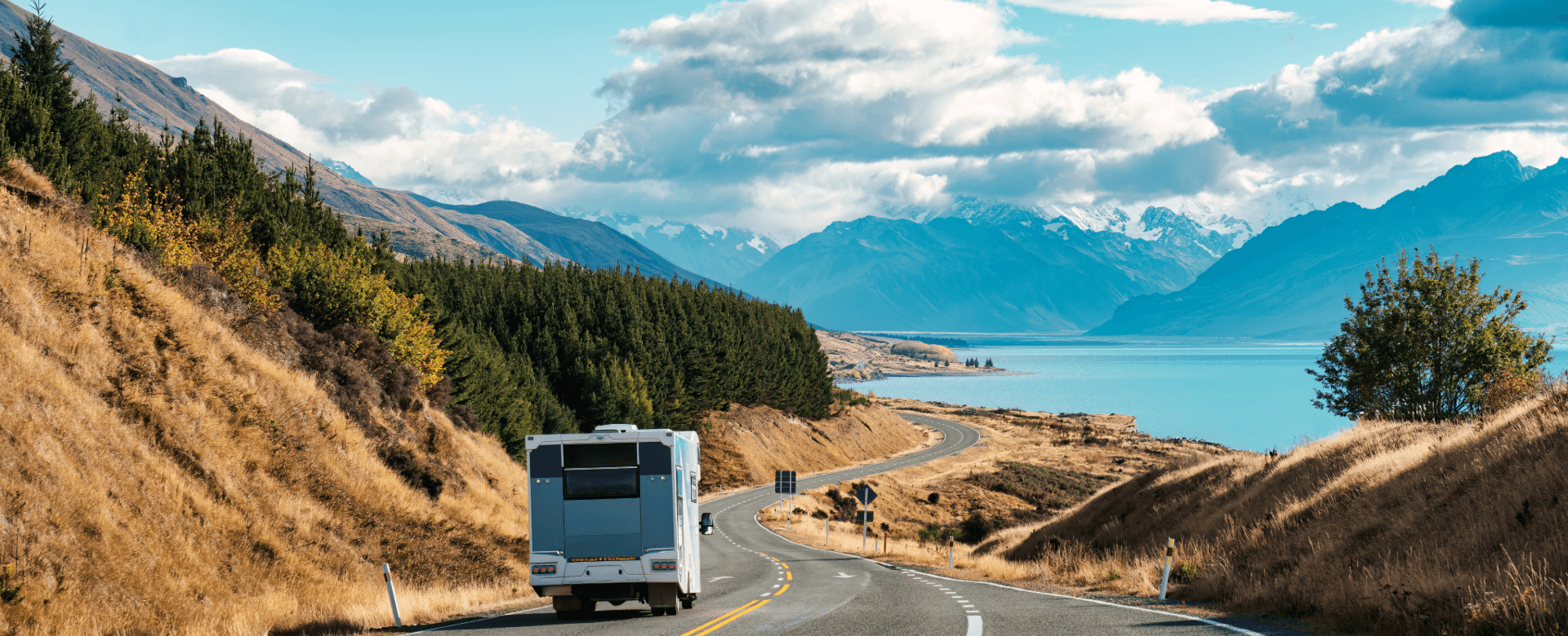 Road trip en camping-car, Mount Cook, Lac Pukaki, Peters Lookout, Nouvelle-Zélande