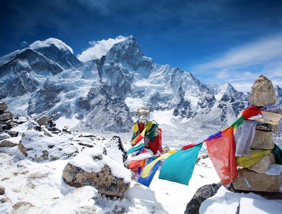 Vue de l'Éverest et du Lhotse, au Népal