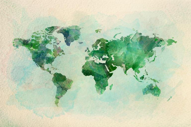 Carte du monde aquarelle